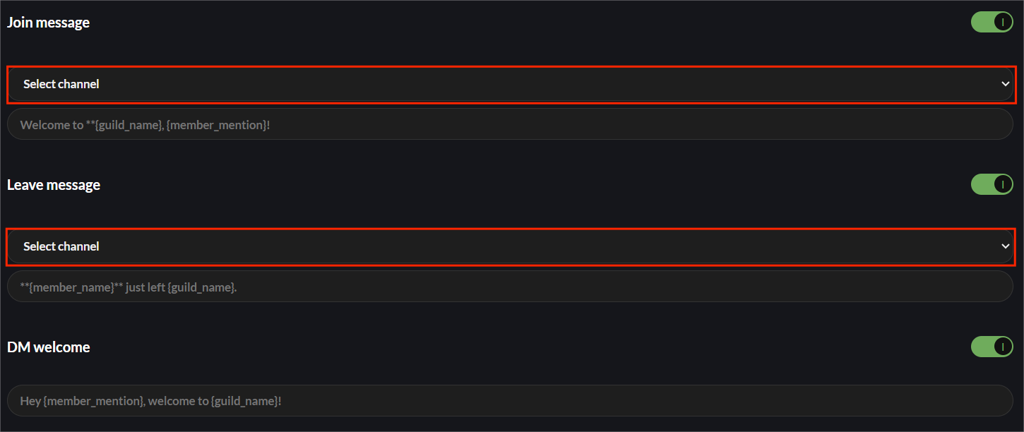 Setting a channel for join / leave messages
