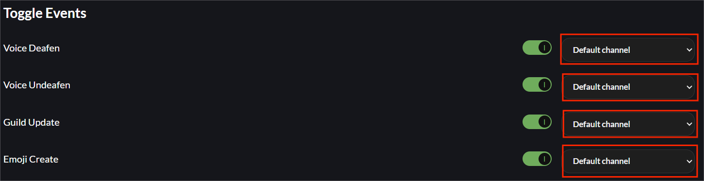 Setting log channel for events